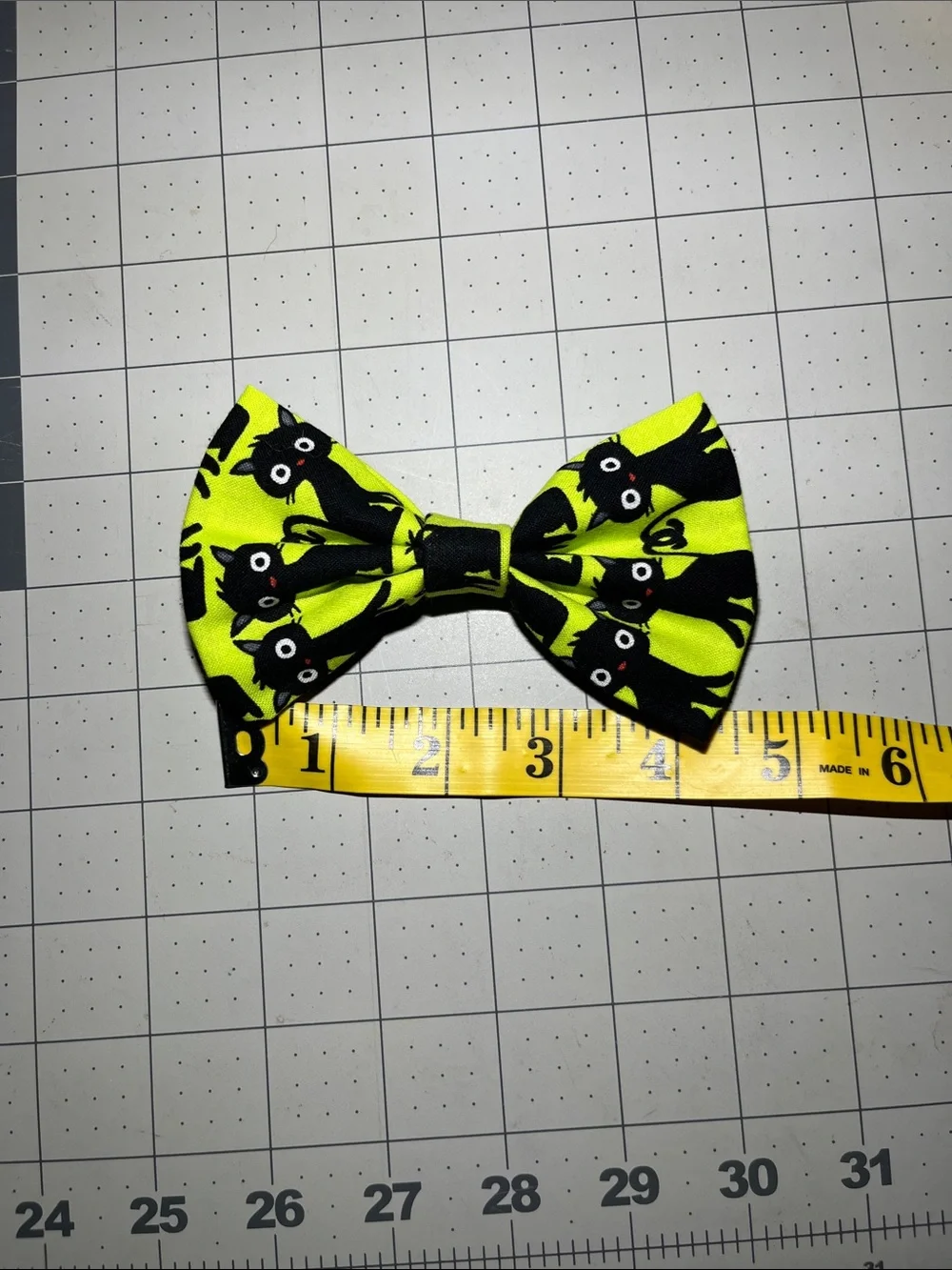 Kids Neon green Black Cat Bow Hair Clip